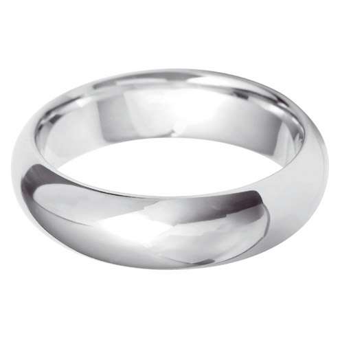 18ct White Gold Gents Court Shaped Wedding Ring